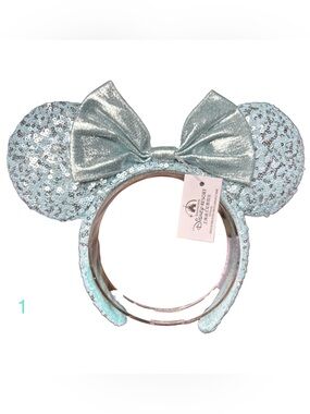 Disney Teal Frozen Arendelle Aqua Minnie Mouse Ears Sequin Headband NWT 1
